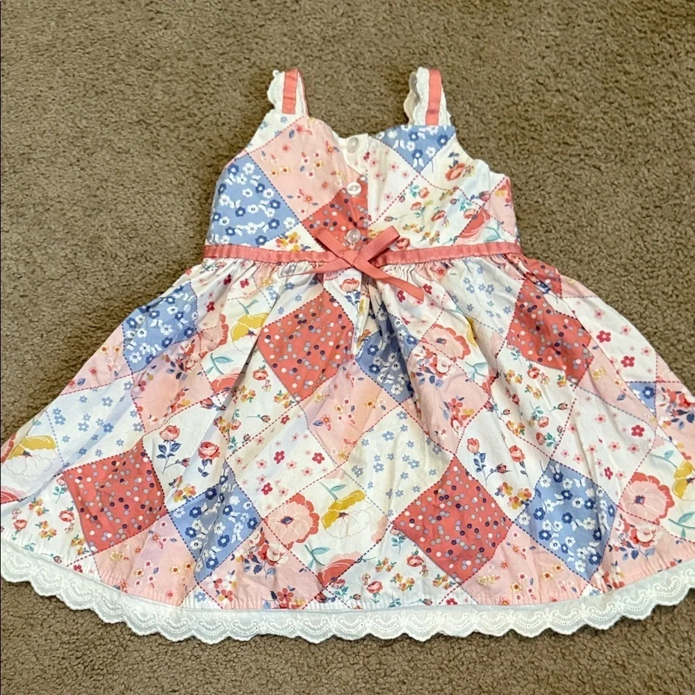 Blueberi Boulevard Patchwork Dress - Pink and Blue